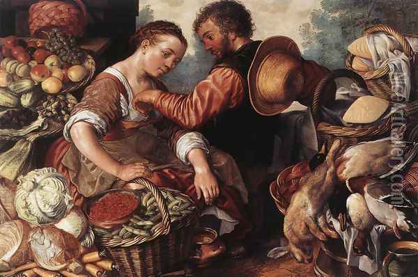 Woman Selling Vegetables Oil Painting - Joachim Beuckelaer