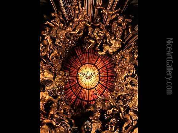 The Chair of Saint Peter [detail] (or The Glory) Oil Painting - Gian Lorenzo Bernini