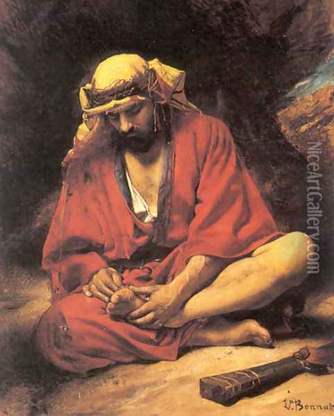 An Arab removing a thorn from his foot Oil Painting - Leon Bonnat