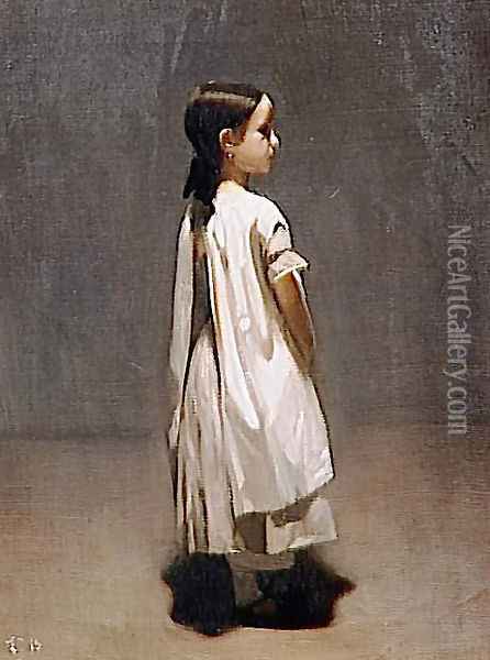 The little sister of the artist Oil Painting - Leon Bonnat