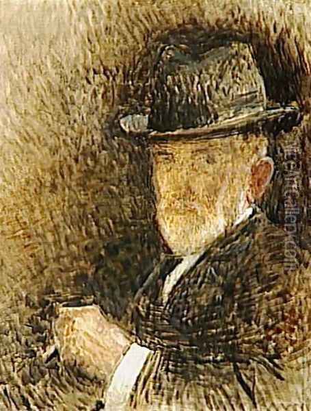 Portrait of the Artist with a hat Oil Painting - Leon Bonnat