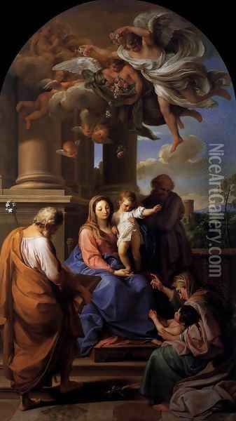 Virgin and Child with Saints Oil Painting - Pompeo Gerolamo Batoni