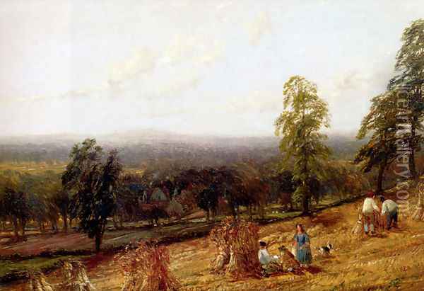 Harvestime, Ashborne, Warwickshire Oil Painting - Hendrikus van den Sande Bakhuyzen