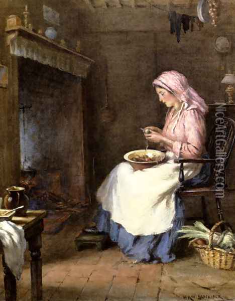 A Woman Peeling Vegetables Oil Painting - William Kay Blacklock