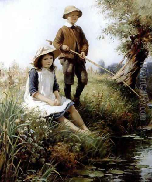 The young anglers 1915 Oil Painting - William Kay Blacklock