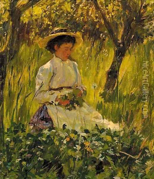 The flower picker Oil Painting - William Kay Blacklock