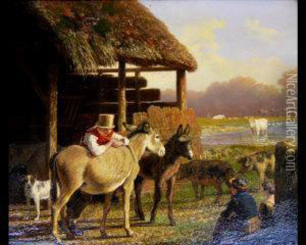 Boys With Donkeys Oil Painting - Jacques Laurent Agasse