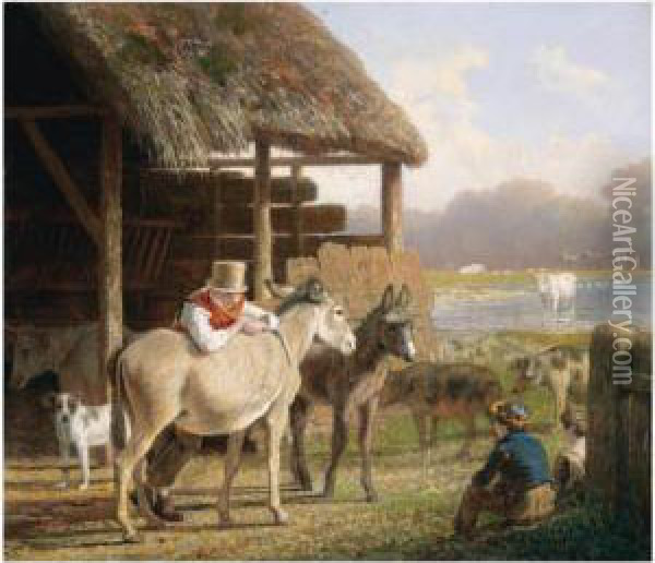 A Visit To The Farm Oil Painting - Jacques Laurent Agasse
