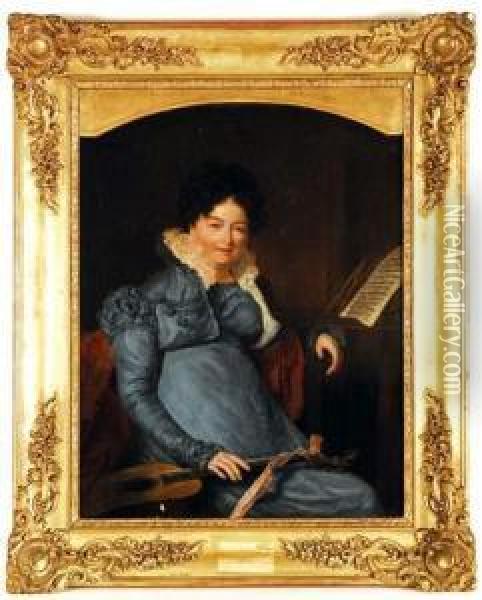 Agasse,, Portrait De Madame Scheener Oil Painting - Jacques Laurent Agasse