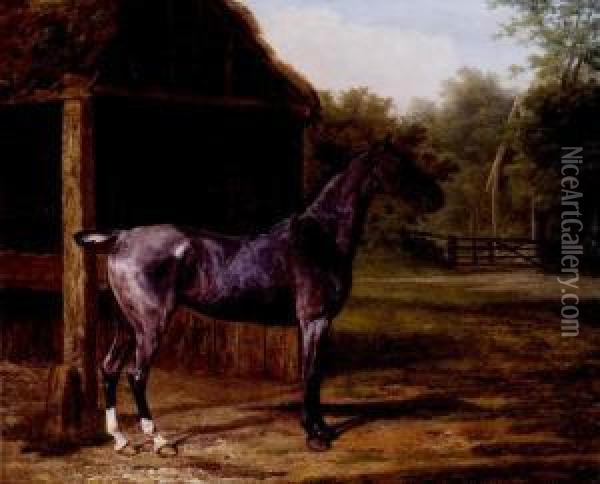 Lord River's Roan Mare In A Landscape Oil Painting - Jacques Laurent Agasse