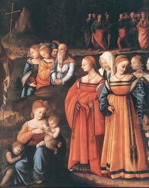 The Preaching Of Saint John The Baptist (detail) 1520 Oil Painting - Francesco Ubertini Bacchiacca II