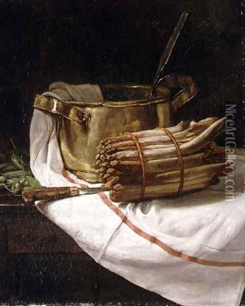 Still Life with Asparagus, 1881 Oil Painting - Francois Bonvin