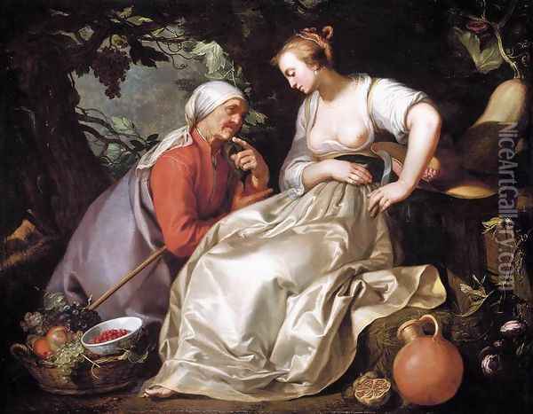 Vertumnus and Pomona 1620 Oil Painting - Abraham Bloemaert