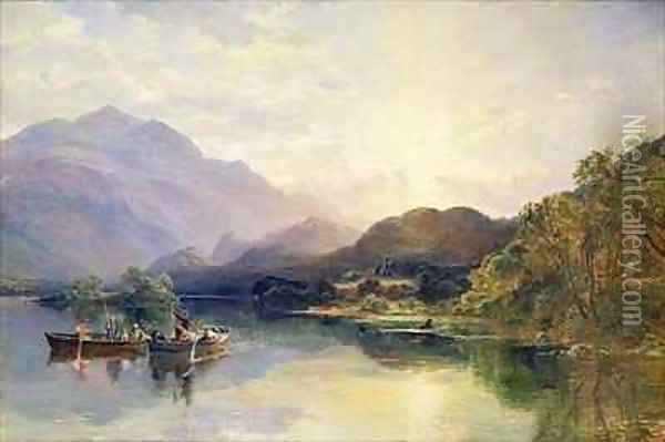 Fishing Party at Loch Achray, with a View of Ben Venue Beyond Oil Painting - Samuel Bough