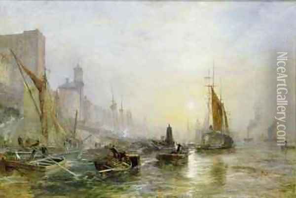 Shipping on the Thames Oil Painting - Samuel Bough