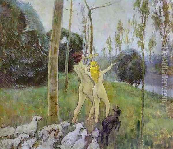 Daphnis and Chloe. 1901 Oil Painting - Viktor Elpidiforovich Borisov-Musatov
