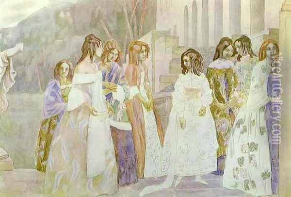 Requiem, 1905 Oil Painting - Viktor Elpidiforovich Borisov-Musatov