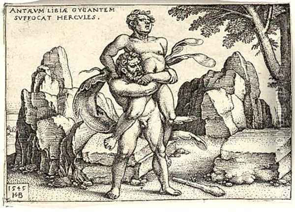 Hercules killing Anthaeus Oil Painting - Hans Sebald Beham