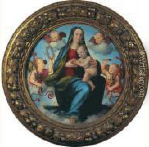 La Vierge A L'enfant Entre Quatre Anges Oil Painting - Mariotto Albertinelli