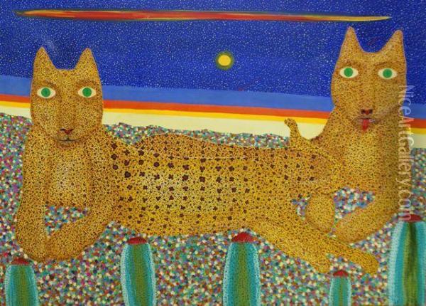 Leopards Oil Painting - Francisco Antolinez Y Ochoa