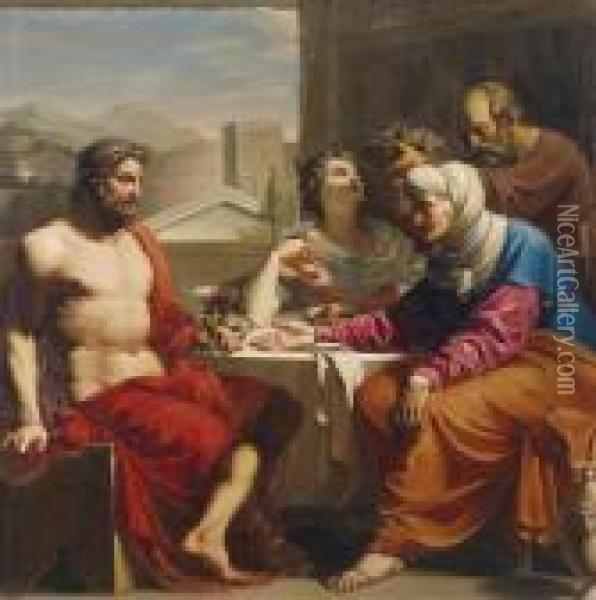 Jupiter And Mercury With Philemon Andbaucis Oil Painting - Andrea, the Elder Appiani