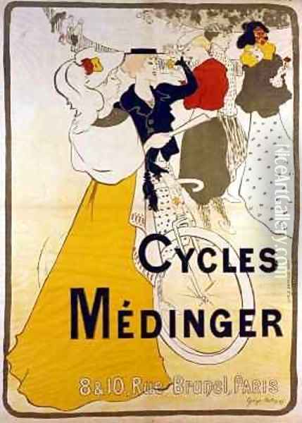 Poster advertising Medinger bicycles Oil Painting - Georges Bottini