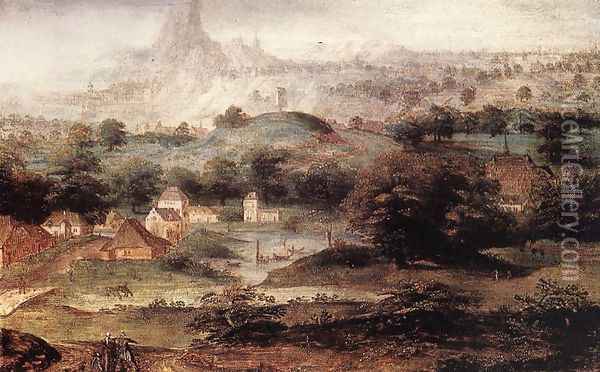 Landscape with the Banishment of Hagar Oil Painting - Herri met de Bles
