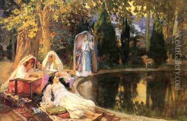 In the Garden at Mustapha 1897-1899 Oil Painting - F. A. Bridgeman