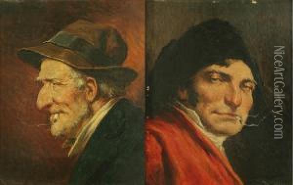 Fumatori Oil Painting - Roman Arregui
