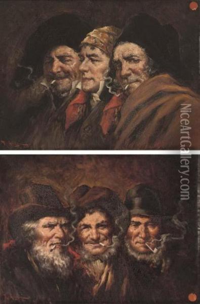 The Smokers Oil Painting - Roman Arregui