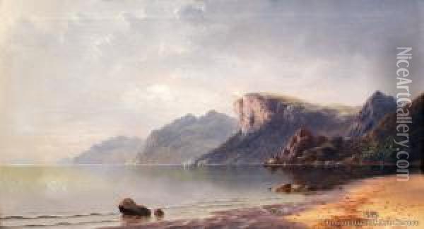 Cliffs, Mercury Island Oil Painting - Thomas Reginald Attwood