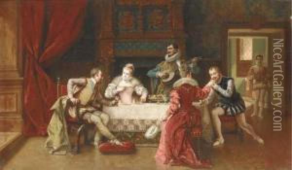 The Dinner Party Oil Painting - Ladislaus Bakalowicz