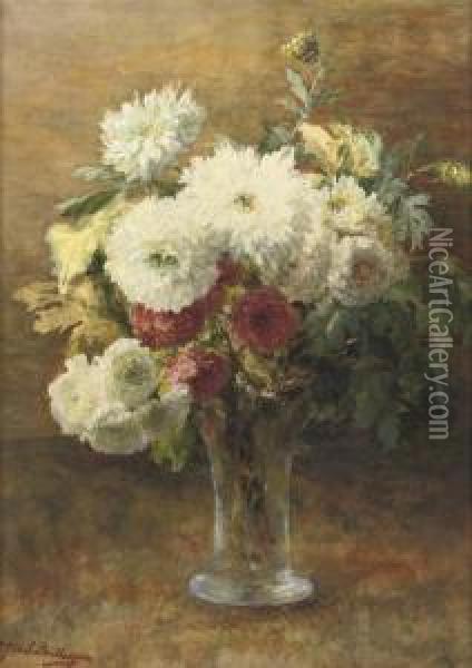 A Bouquet In A Glass Vase Oil Painting - Geraldine Jacoba Van De Sande Bakhuyzen