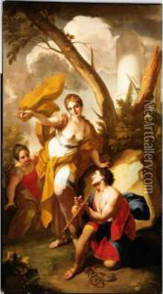 Achilles Discovering His Father's Sword Oil Painting - Antonio Balestra