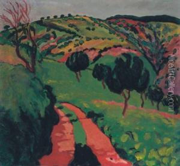 Nagybanya Landscape, Around 1908-10 Oil Painting - Rezso Balint