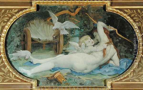 Venus Jouant avec L'Amour (Venus Playing with Cupid) Oil Painting - Paul Jacques Aime Baudry
