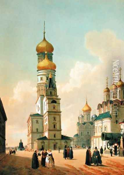 Ivan the Great Bell Tower in the Moscow Kremlin, 1840s Oil Painting - Felix Benoist