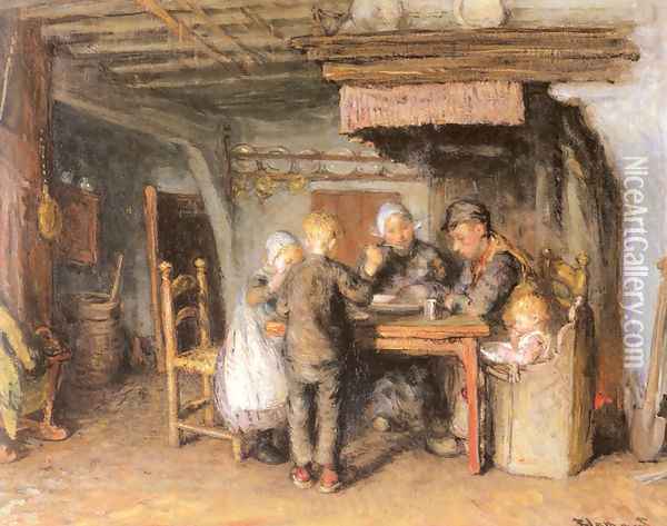 The Family Meal Oil Painting - Bernardus Johannes Blommers