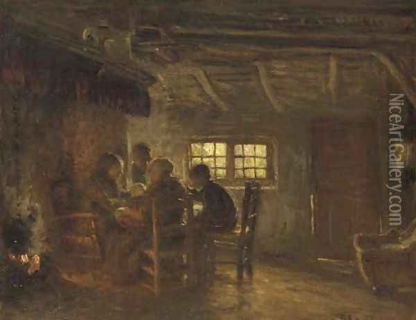 The Family Meal 2 Oil Painting - Bernardus Johannes Blommers
