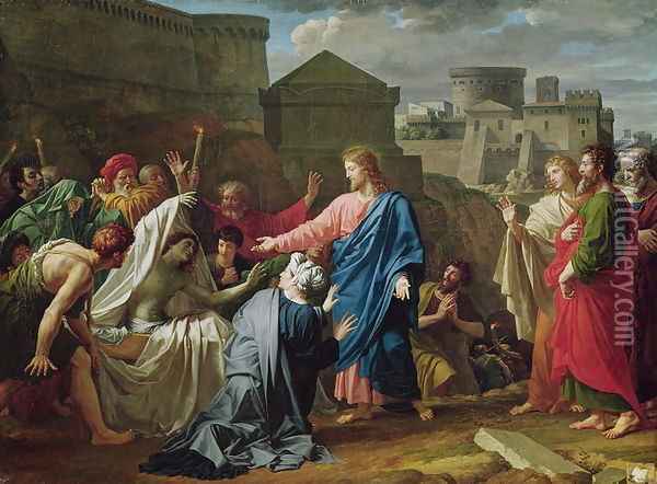 Jesus Resurrecting the Son of the Widow of Naim Oil Painting - Pierre Bouillon