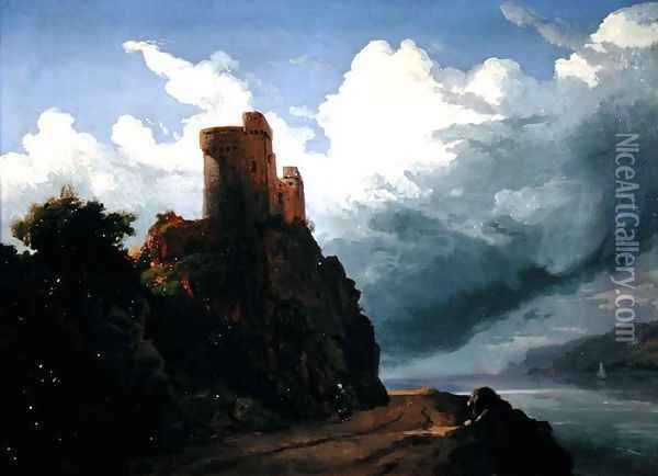 The Castle on the Cliff Oil Painting - Josephine Bowes