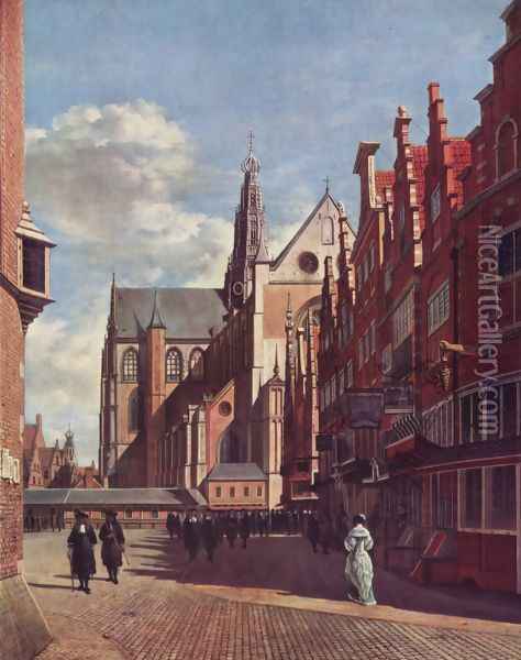 The large square in Haarlem Oil Painting - Gerrit Adriaensz Berckheyde