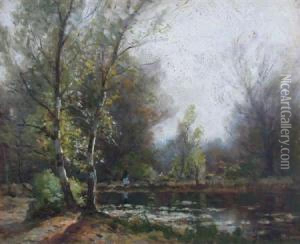 The Pond, Burnham Beeches Oil Painting - John Noble Barlow