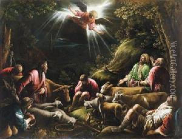 L'annuncio Ai Pastori Oil Painting - Jacopo Bassano (Jacopo da Ponte)