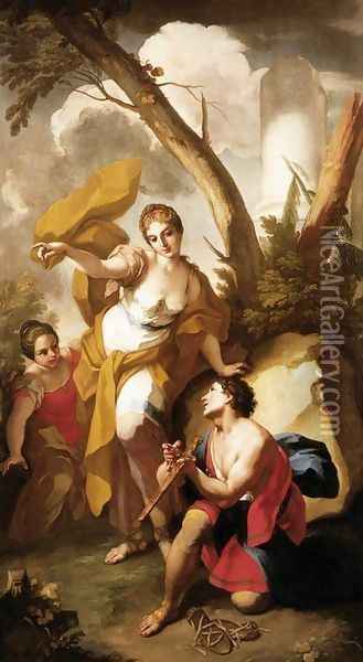 Theseus Discovering his Father's Sword Oil Painting - Antonio Balestra