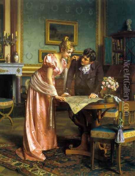 Planning the Grand Tour Oil Painting - Emil Brack