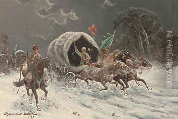 The Siberian gold convoy Oil Painting - Adolf Baumgartner-Stoiloff