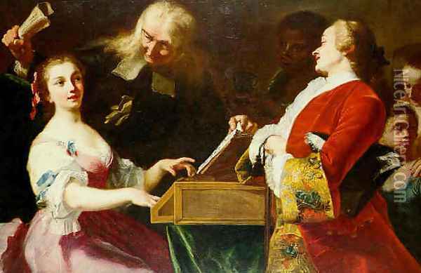 A Musical Party Oil Painting - Giuseppe Bonito