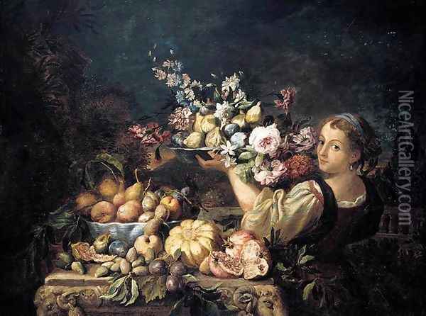 Still-Life 1669-75 Oil Painting - Abraham Brueghel