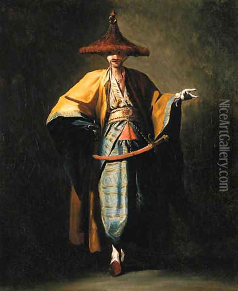 Ambassadeur de la Chine an oriental gentleman, full-length Oil Painting - Jean Barbault
